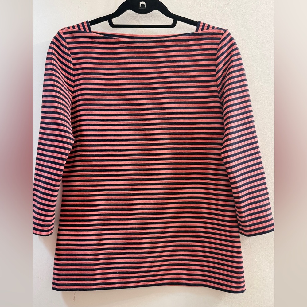 Talbots Striped Boat Neck Top with Sleeve Zippers S - Picture 3 of 9